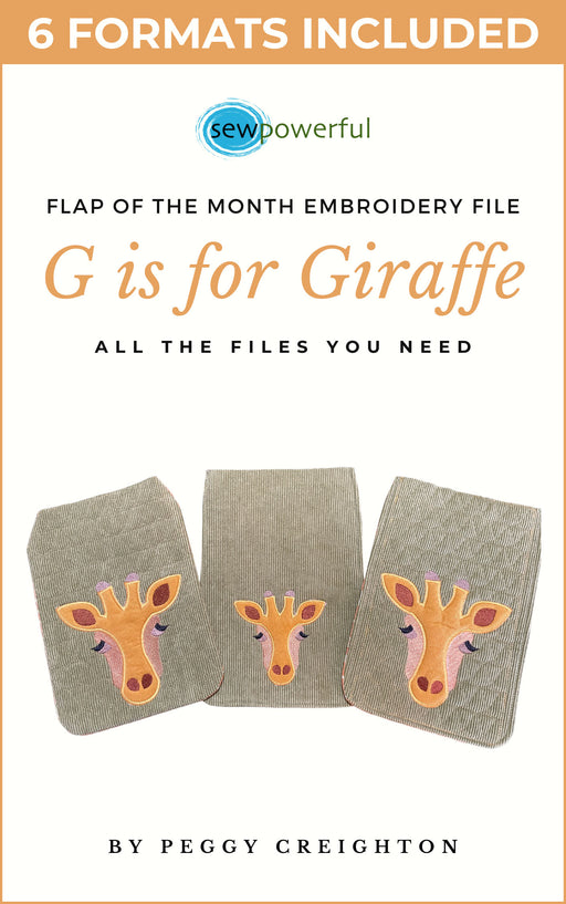 G is for Giraffe - Machine Embroidery Flap Of The Month