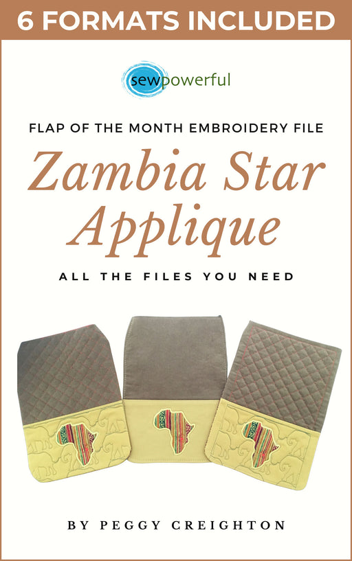 Zambia Star Applique - Machine E m broidery Flap Of The Month